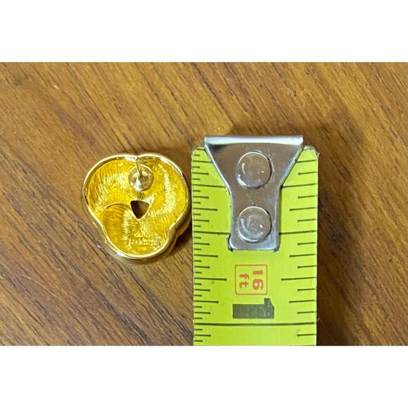 Monet Gold Tone Triangular Knot Post Earrings Chunky Elegant - Picture 4 of 5